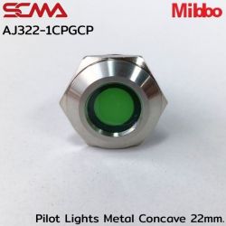 AJ322-1CPGCP Pilot Lights Metal Concave 22mm. 24VDC Green Mibbo