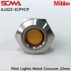 AJ322-1CPYCP Pilot Lights Metal Concave 22mm. 24VDC Yellow Mibbo