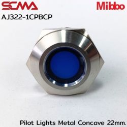 AJ322-1CPBCP Pilot Lights Metal Concave 22mm. 24VDC Blue Mibbo