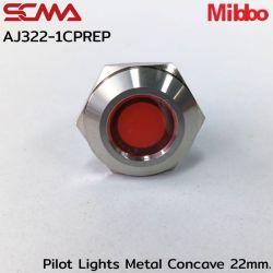 AJ322-1CPREP Pilot Lights Metal Concave 22mm. 220VAC Red Mibbo