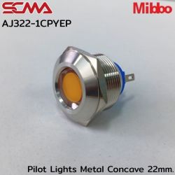 AJ322-1CPYEP Pilot Lights Metal Concave 22mm. 220VAC Yellow Mibbo