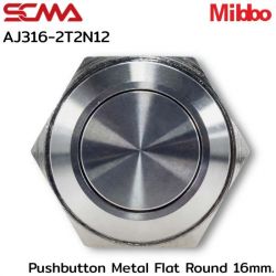 AJ316-2T2N12 Pushbutton Metal Flat Round 16mm. Maintained Mibbo