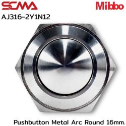 AJ316-2Y1N12 Pushbutton Metal Arc Round 16mm. Momentary Mibbo