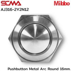 AJ316-2Y2N12 Pushbutton Metal Arc Round 16mm. Maintained Mibbo