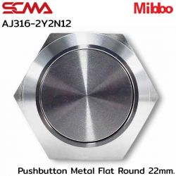 AJ322-2T1N12 Pushbutton Metal Flat Round 22mm. Momentary Mibbo
