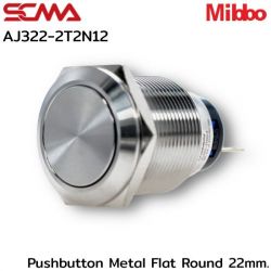 AJ322-2T2N12 Pushbutton Metal Flat Round 22mm. Maintained Mibbo