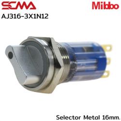 AJ316-3X1N12 Selector Metal 16mm. 2P Monentary Mibbo