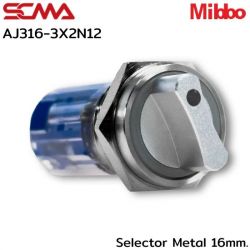 AJ316-3X2N12 Selector Metal 16mm. 2P Maintained Mibbo