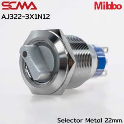 AJ322-3X1N12 Selector Metal 22mm. 2P Monentary Mibbo
