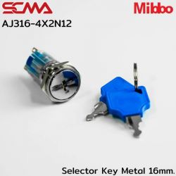 AJ316-4X2N12 Selector Key Metal 16mm. 2P Maintained Mibbo