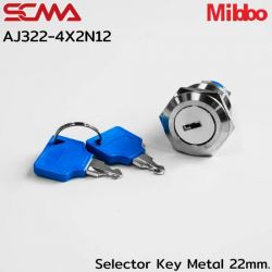 AJ322-4X2N12 Selector Key Metal 22mm. 2P Maintained Mibbo