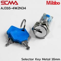 AJ316-4W2N34 Selector Key Metal 16mm. 3P Maintained Mibbo