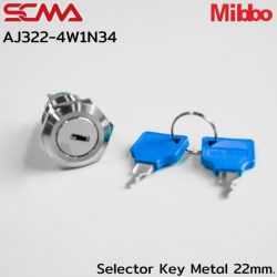 AJ322-4W1N34 Selector Key Metal 22mm. 3P Monentary Mibbo