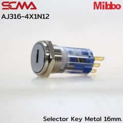 AJ316-4X1N12 Selector Key Metal 16mm. 2P Monentary Mibbo SCMA