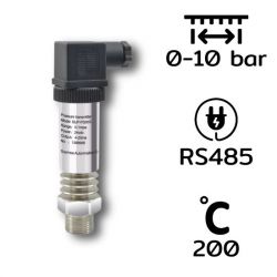 High Temperature Pressure Transmitter : SUP-P300G Series Range: 0-10 Bar / Output: RS485