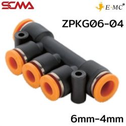 ZPKG06-04 \ Plastic Fitting \ Five Way Reducer / 6mm-4mm \ E.MC