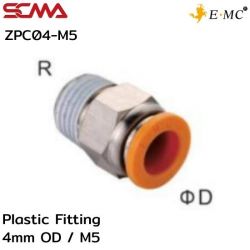 ZPC04-M5 \ Plastic Fitting \ Straight / 4mm OD / M5 \ E.MC SCMA