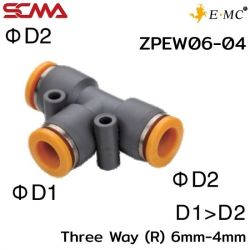 ZPEW06-04 \ Plastic Fitting \ Three Way Reducer / 6mm-4mm \ E.MC