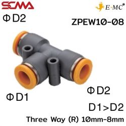 ZPEW10-08 \ Plastic Fitting \ Three Way Reducer / 10mm-8mm \ E.MC