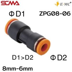 ZPG08-06 \ Plastic Fitting \ Reducer / 8mm-6mm \ E.MC