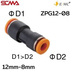 ZPG12-08 \ Plastic Fitting \ Reducer / 12mm-8mm \ E.MC