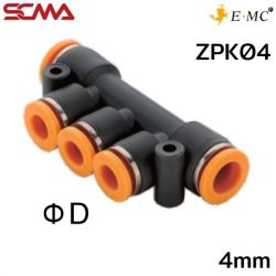 ZPK04 \ Plastic Fitting \ Five Way / 4mm \ E.MC