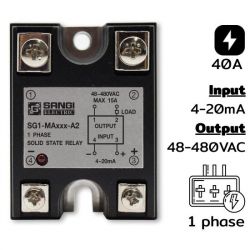 SG1-MA40-A2 Single phases Input 4-20mA Output 48-480VAC กระแส 40A Phase Cont