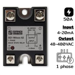 SG1-MA50-A2 Single phases Input 4-20mA Output 48-480VAC กระแส 50A Phase Cont