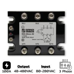 SG3-AA100-A2(W) Three phases Input 80-280VAC Output 48-480VAC กระแส 100A Zer