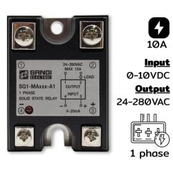 SG1-MV10-A1 Single phases Input 0-10VDC Output 24-280VAC กระแส 10A Phase Con