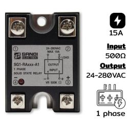 SG1-RA15-A1 Single phases 24-280VAC, กระแส 15A, Input VR 0…500 , Phase Contr