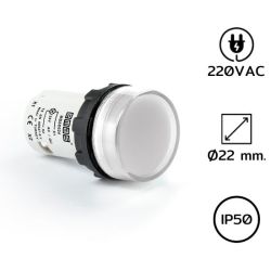 MBSD220B Pilot Light (หลอดไฟตู้คอนโทรล) Ø22 mm 220VAC WHITE LED 