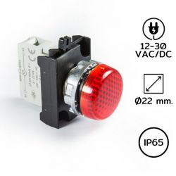 CM060XK Pilot Light (หลอดไฟตู้คอนโทรล) Ø22 mm 12-30VAC/DC RED LED