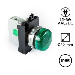 CM090XY Pilot Light (หลอดไฟตู้คอนโทรล) Ø22 mm 12-30VAC/DC GREEN LED