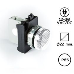 CM050XB Pilot Light (หลอดไฟตู้คอนโทรล) Ø22 mm 12-30VAC/DC WHITE LED