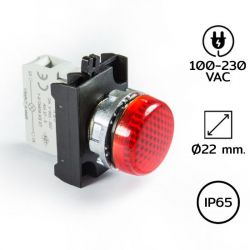 CM0K0XK Pilot Light (หลอดไฟตู้คอนโทรล) Ø22 mm 100-230VAC RED LED