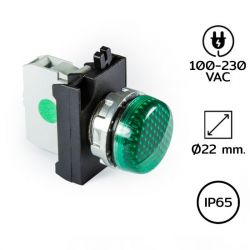 CM0Y0XY Pilot Light (หลอดไฟตู้คอนโทรล) Ø22 mm 100-230VAC GREEN LED