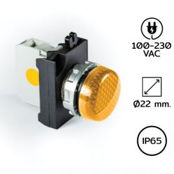 CM0S0XS Pilot Light (หลอดไฟตู้คอนโทรล) Ø22 mm 100-230VAC YELLOW LED