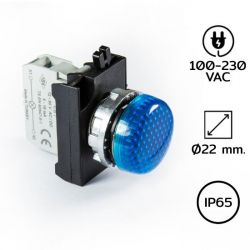 CM0M0XM Pilot Light (หลอดไฟตู้คอนโทรล) Ø22 mm 100-230VAC BLUE LED 