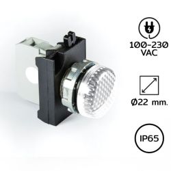 CM0B0XB Pilot Light (หลอดไฟตู้คอนโทรล) Ø22 mm 100-230VAC WHITE LED 