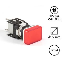 D060DXK Pilot Lights Rectangle 16mm. 24VDC LED RED