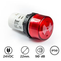 MBZS024S Buzzer With lllumination 22mm. 24VDC RED 