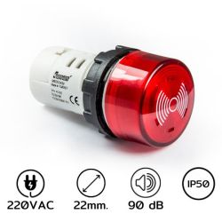 MBZS220S Buzzer With lllumination 22mm. 220VAC RED