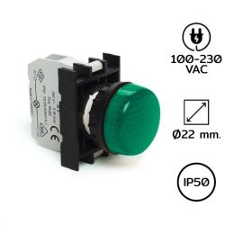 B0Y0XY Pilot Light (หลอดไฟตู้คอนโทรล) Ø22 mm 100-230VAC GREEN LED  