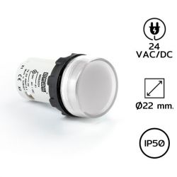 MBSD024B Pilot Light (หลอดไฟตู้คอนโทรล) Ø22 mm 24VAC/DC WHITE LED 