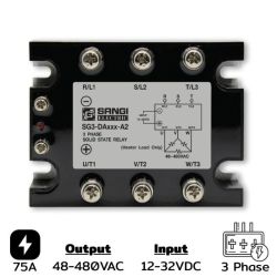 SG3-DA075-A2 Three phases Input 12-32VDC Output 48-480VAC กระแส 75A