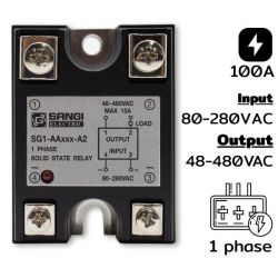 SG1-AA100-A2 Single phases Input 80-280VAC Output 48-480VAC กระแส 100A Zero