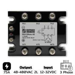 SG3-DA075-A2-2L Three phases Input 12-32VDC Output 48-480VAC กระแส 75A