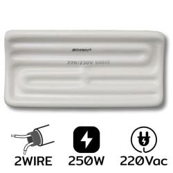AW-2, 250W AC220V ฮีตเตอร์อินฟราเรด 2 Wire White