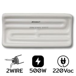 AW-2, 500W AC220V ฮีตเตอร์อินฟราเรด 2 Wire White